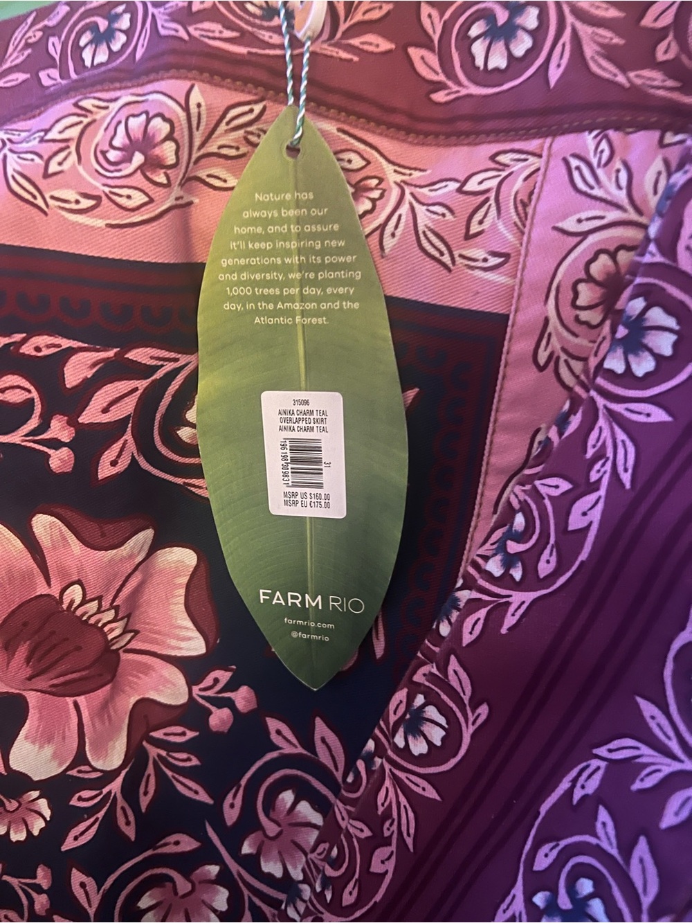 FARM Rio Ainika Charm Teal Wrap Skirt NWT - Picture 9 of 10